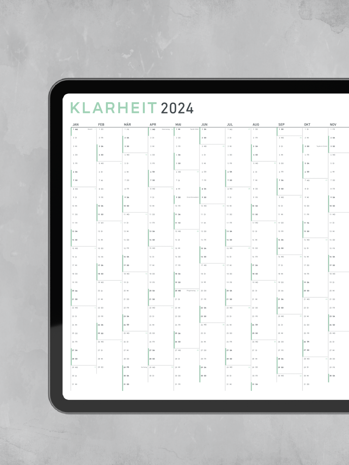 KLARHEIT Wandkalender Digital 2024